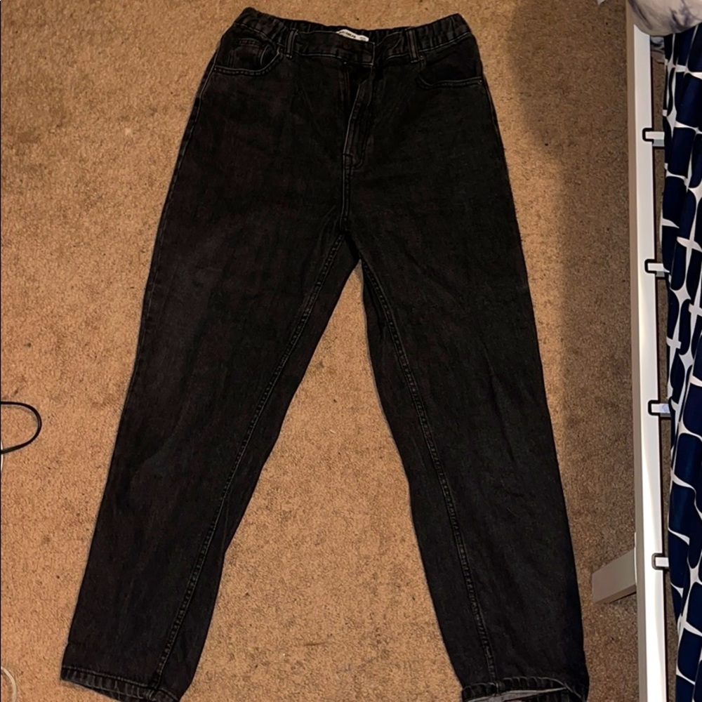 Pull & Bear black elastic waste mom jeans